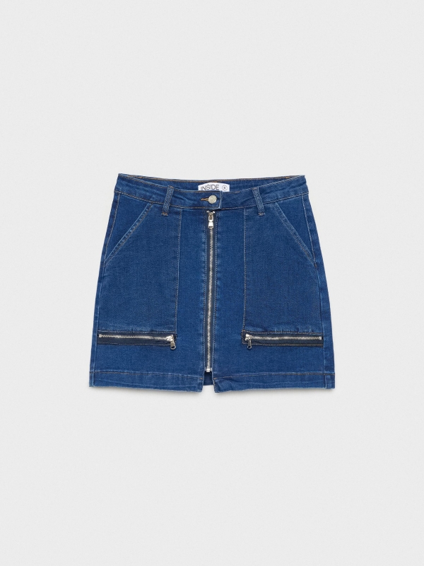  Denim mini skirt with zipper blue