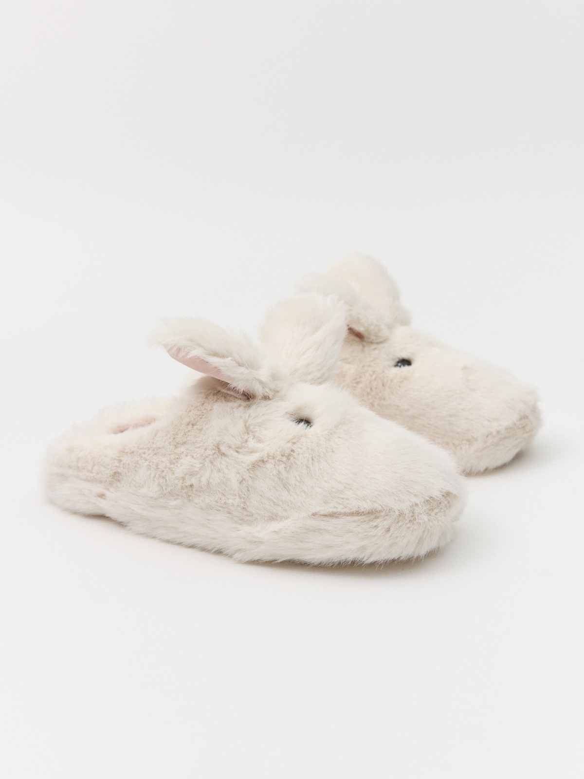 Zapatillas de casa orejas conejo blanco roto vista general trasera