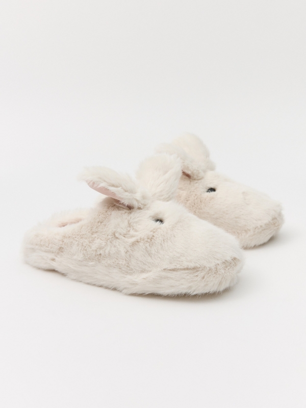 House slippers rabbit ears off white back view