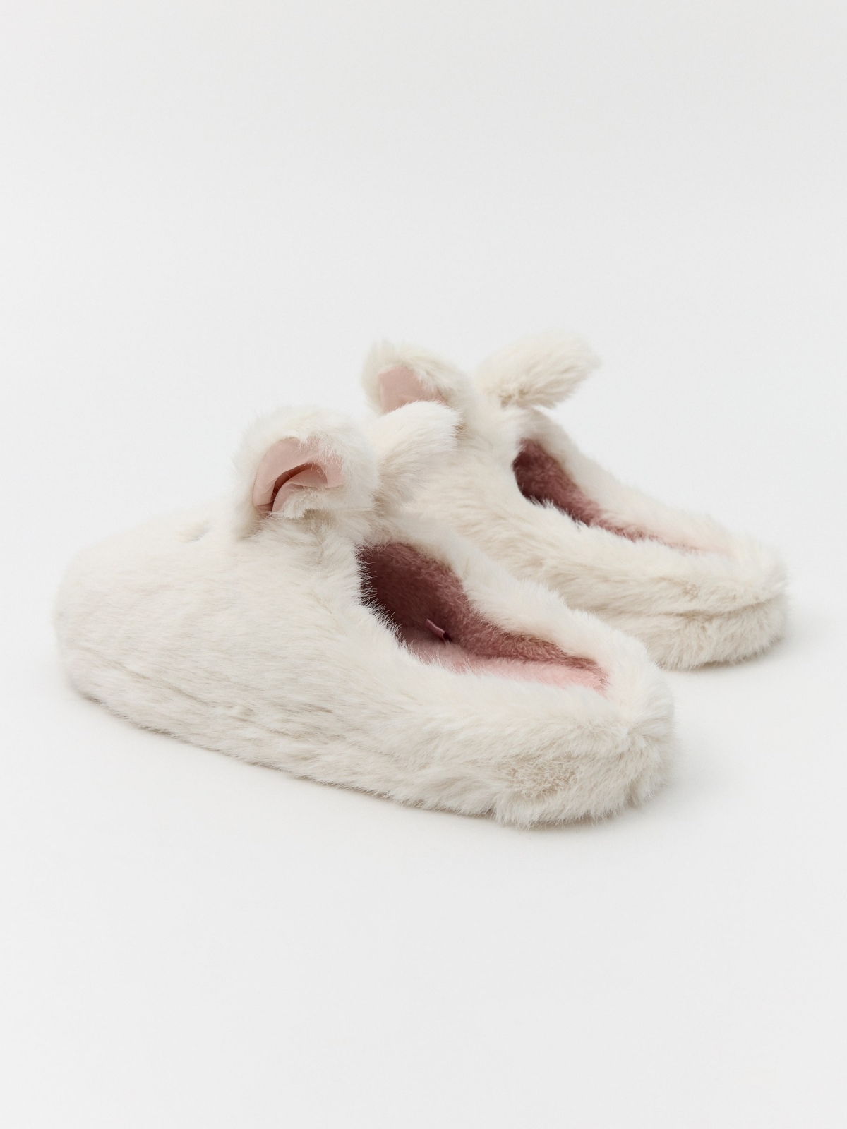 Zapatillas de casa orejas conejo blanco roto vista media frontal