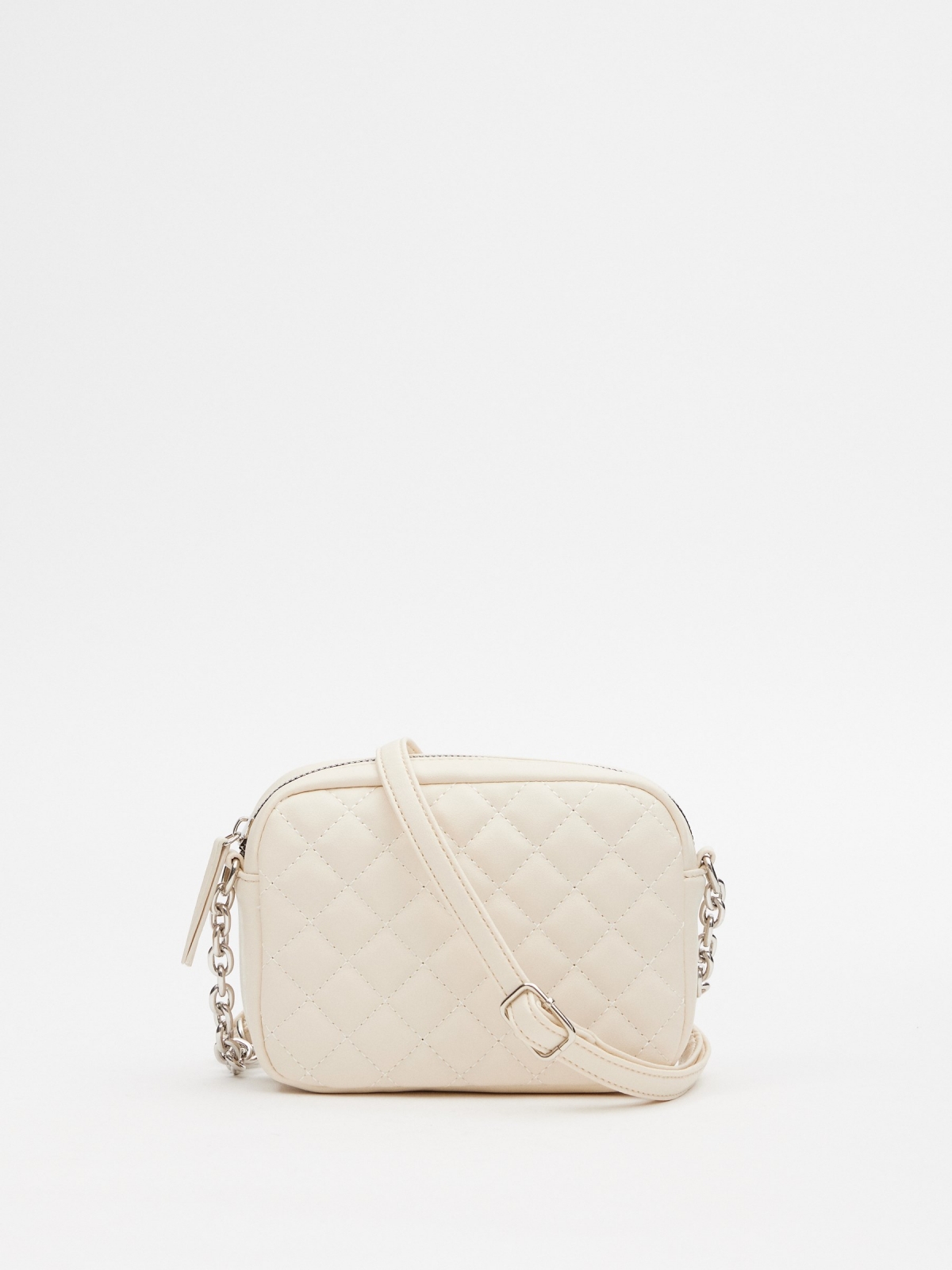 White quilted crossbody bag off white 45º side view