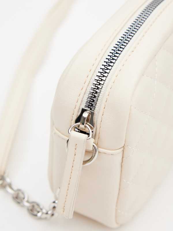 White quilted crossbody bag off white detail view