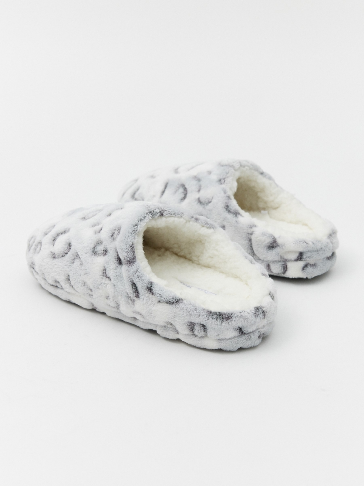 Animal print slippers grey middle front view