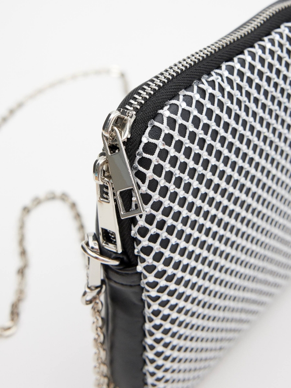 Bag with shiny mesh silver detail view