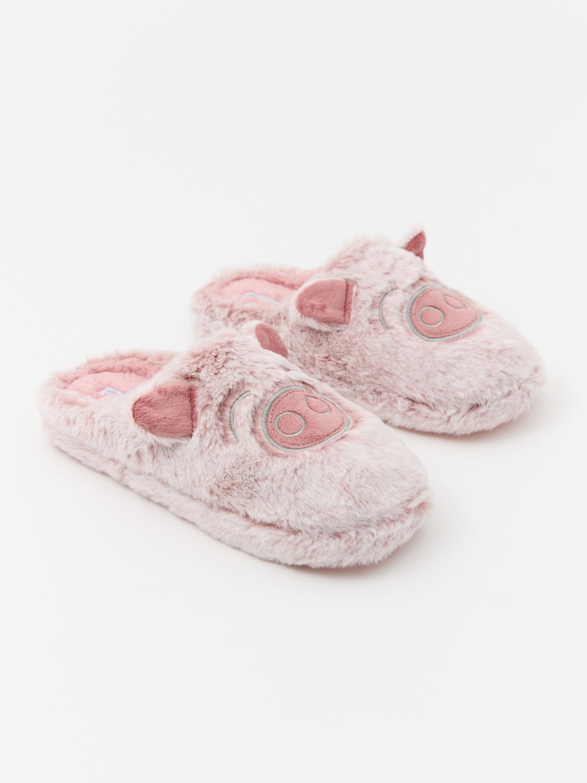 Piggy house slippers light pink back view