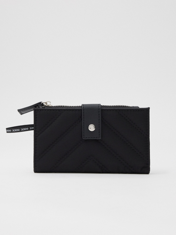 Women's leatherette wallet with double zipper black