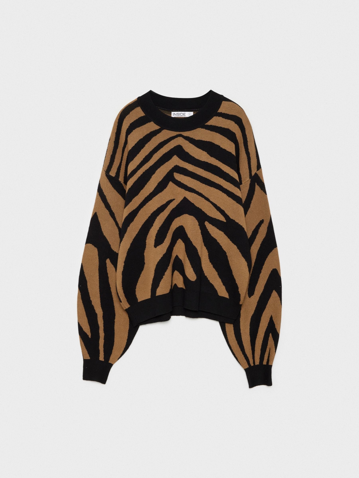  Animal print jacquard sweater brown