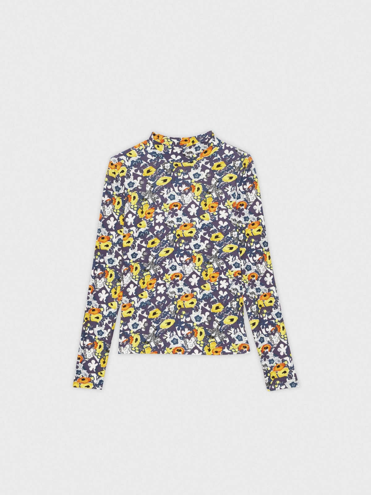 Camiseta slim perkins print floral multicolor