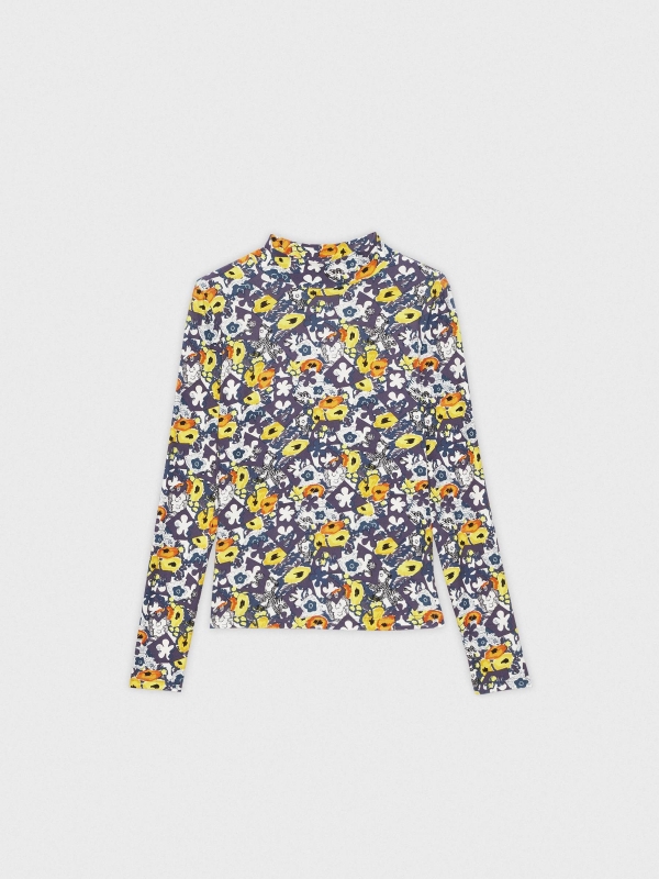  Camiseta slim perkins print floral multicolor