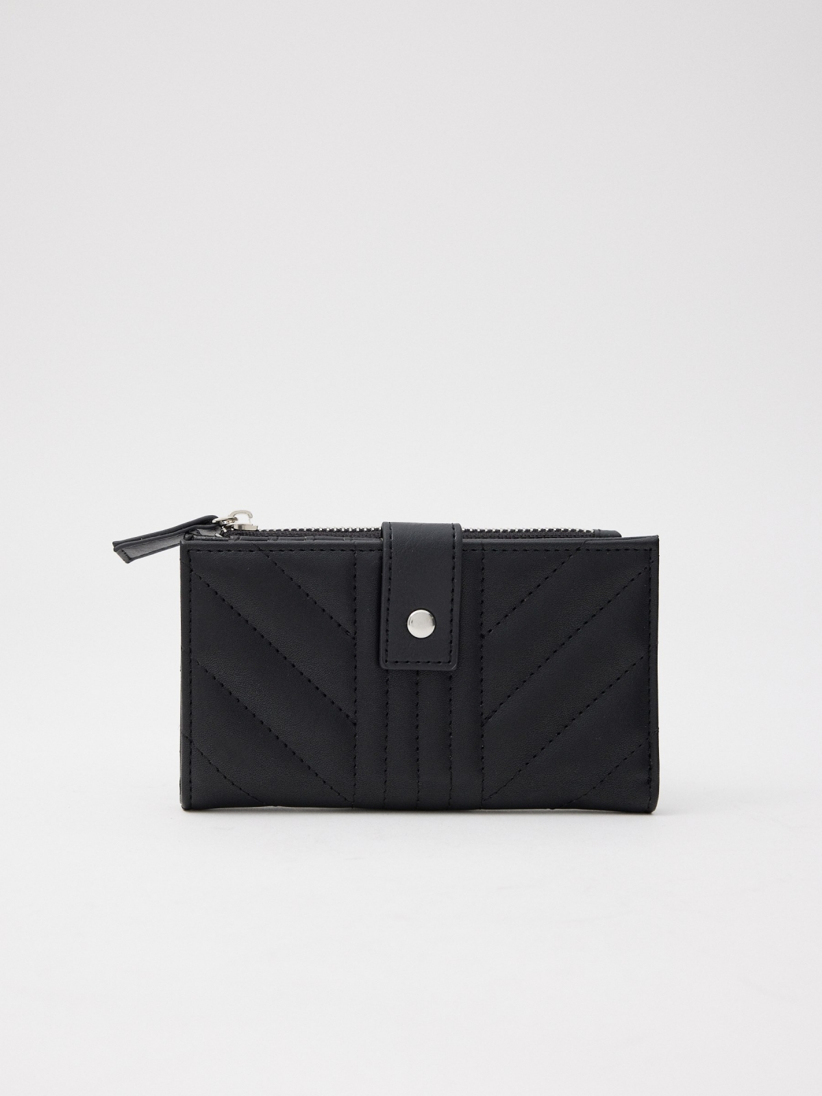Medium wallet with double zipper black