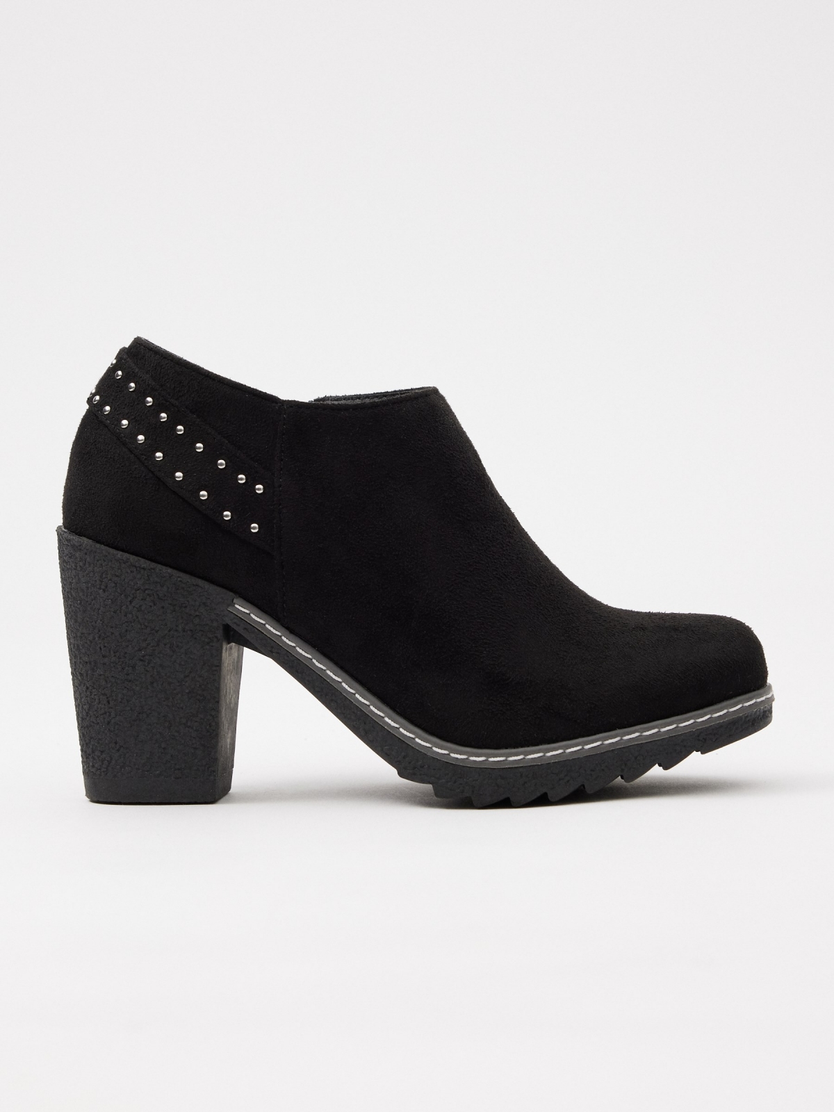 Studded ankle boots with wide heel