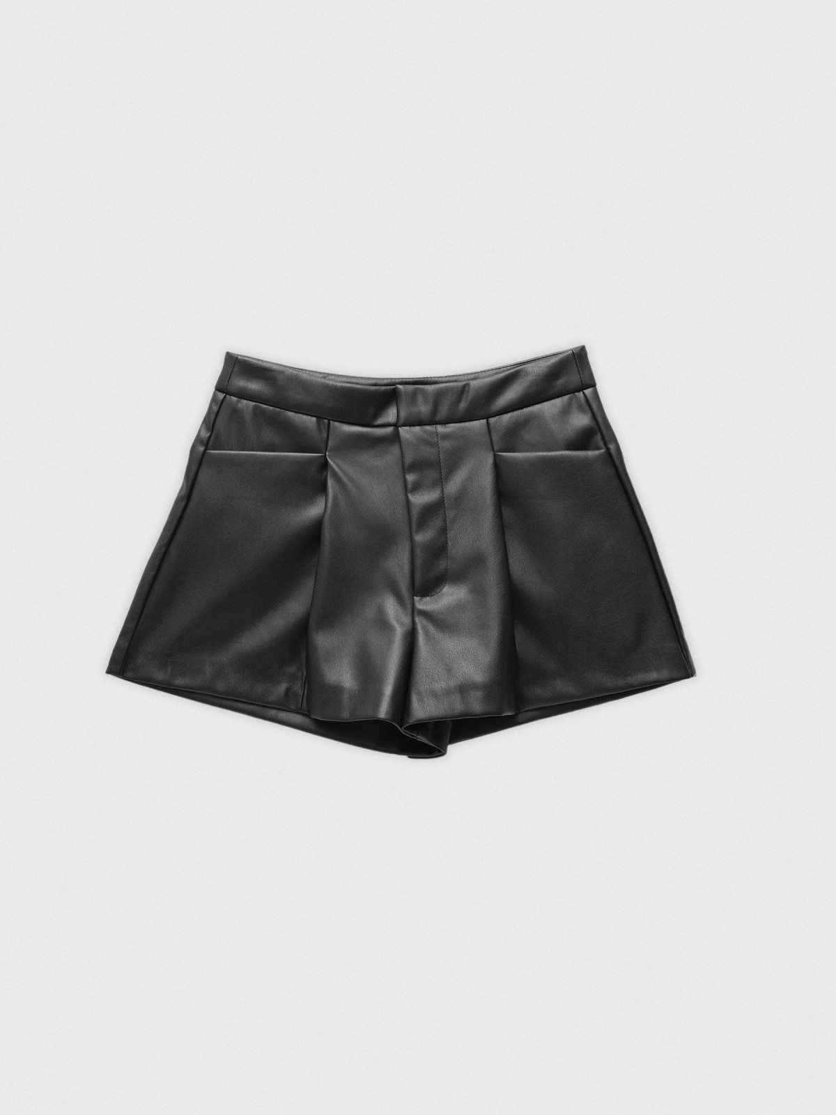  Leatherette slim shorts black
