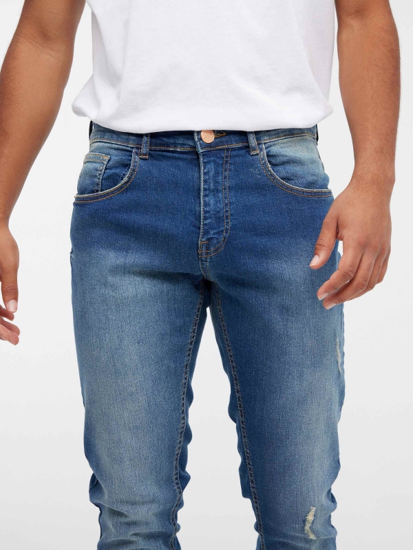Denim basic slim jeans blue detail view