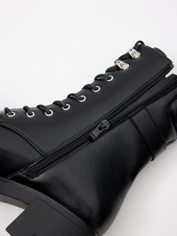 Military boots with zip black detail view