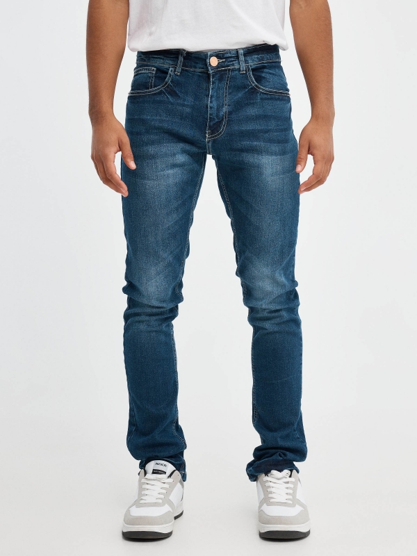 Blue slim jeans blue middle front view