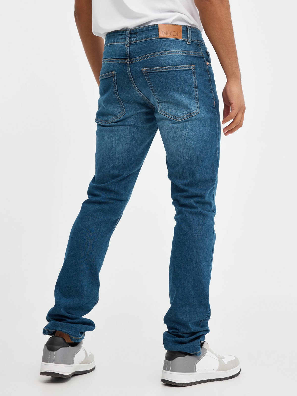 Regular basic jeans blue middle back view