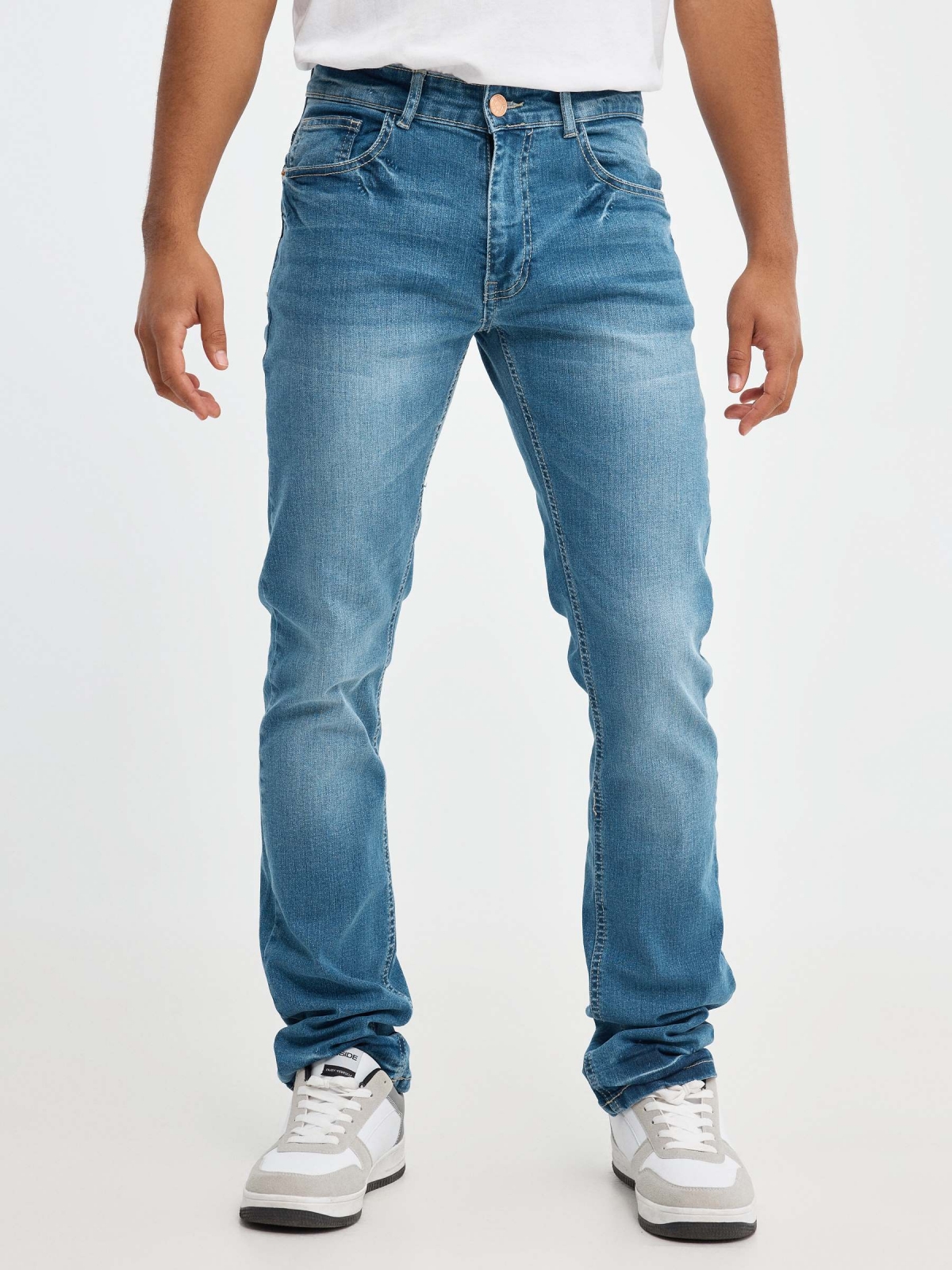 Basic blue jeans blue middle front view