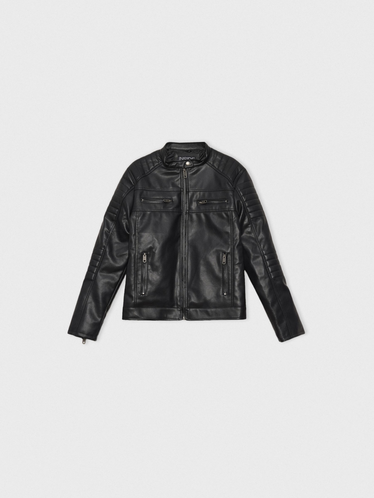  Black leather effect jacket black