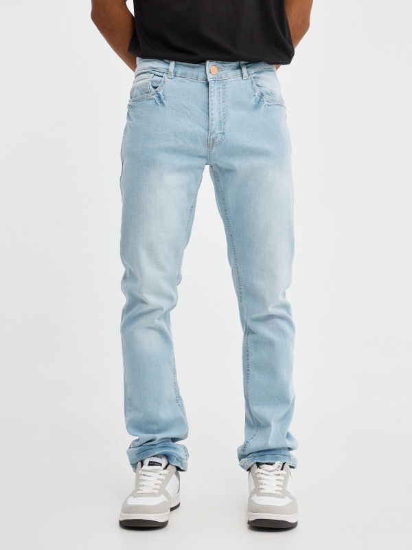 Basic light blue jeans blue middle front view