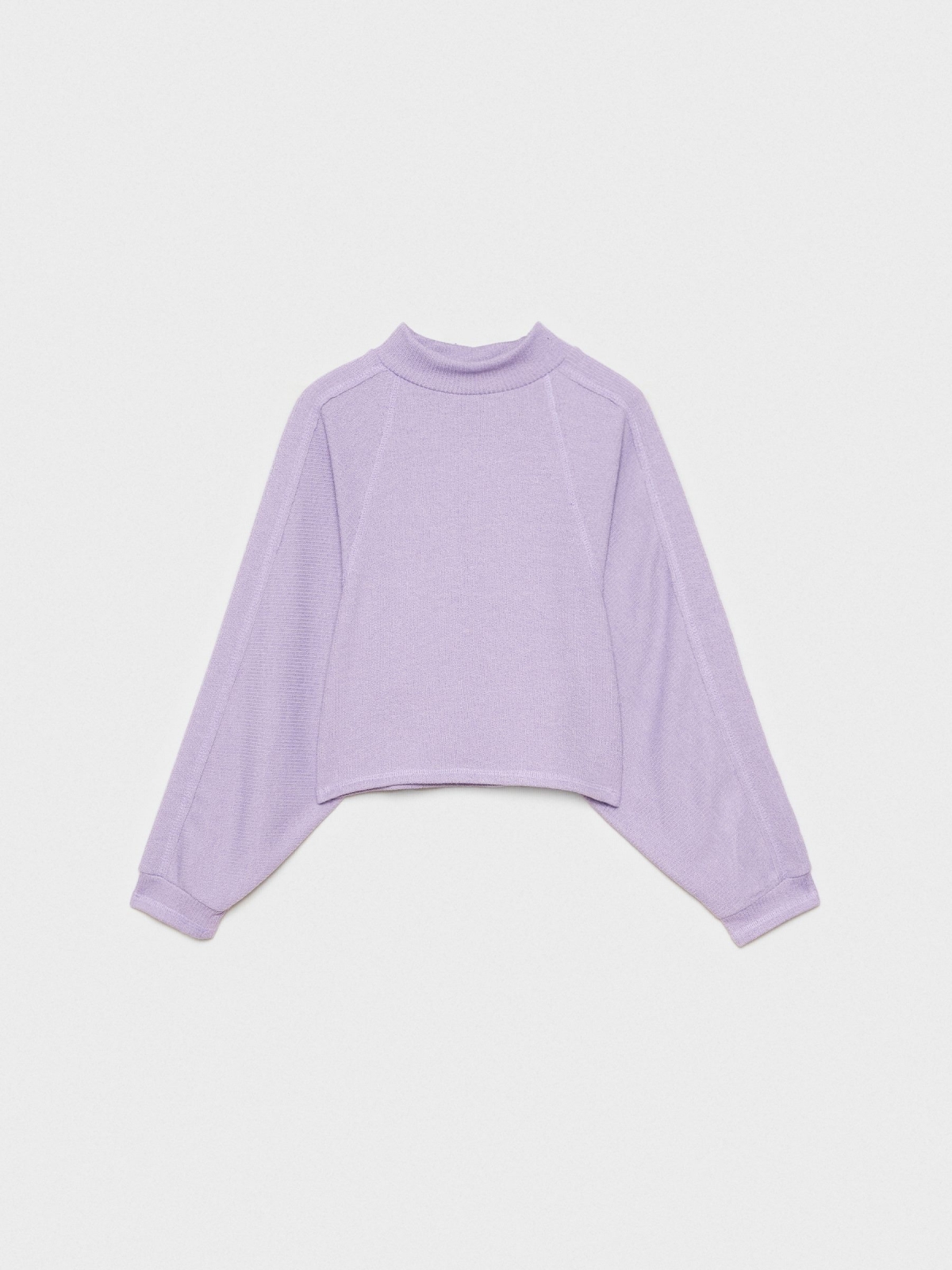  T-shirt de malha com gola perkins violeta