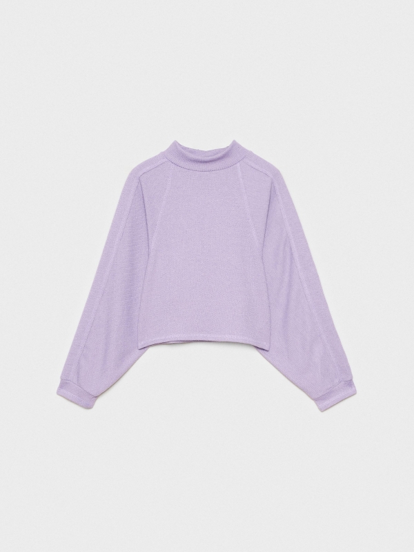  T-shirt de malha com gola perkins violeta