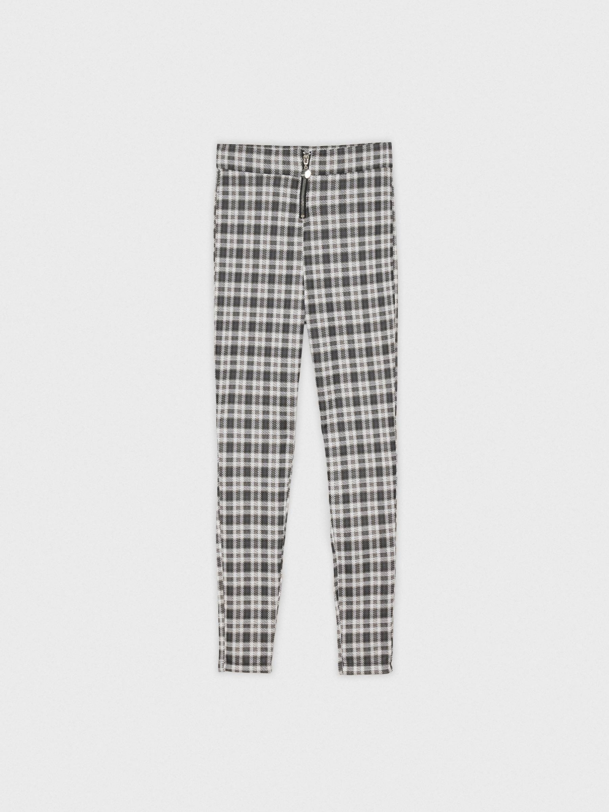  Plaid leggings with zipper black