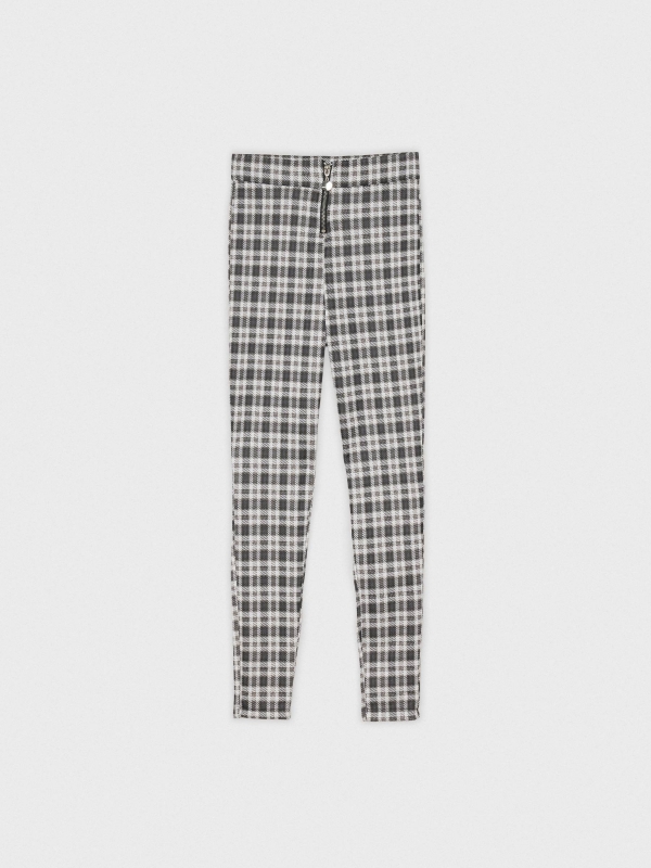  Plaid leggings with zipper black