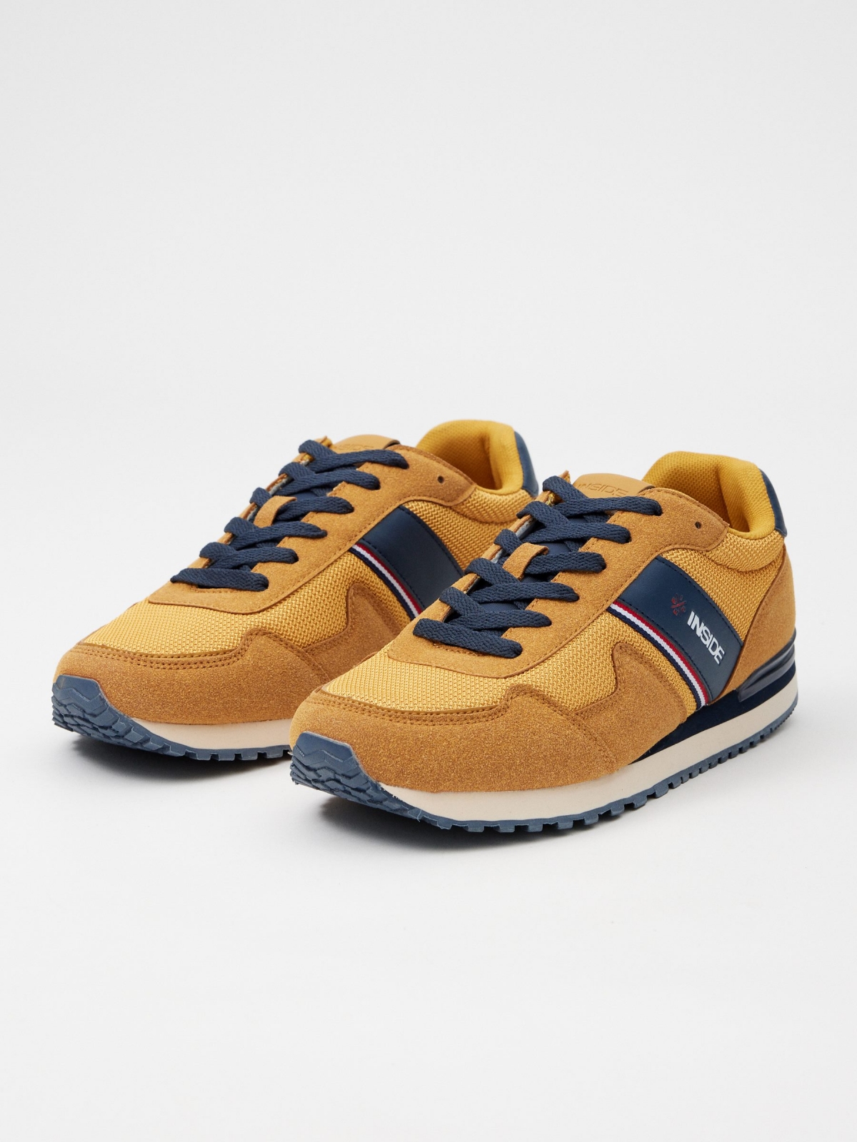 Nylon casual sneaker yellow 45º front view