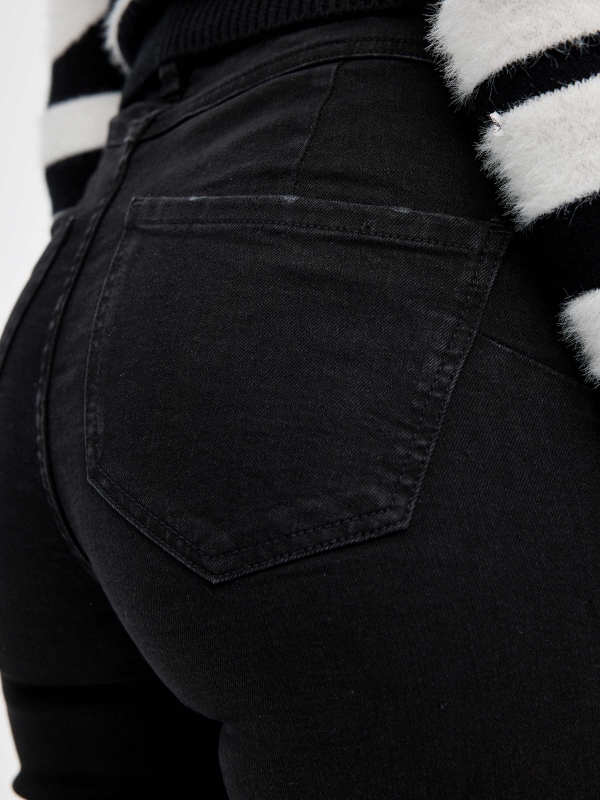 Black push up skinny jeans black detail view