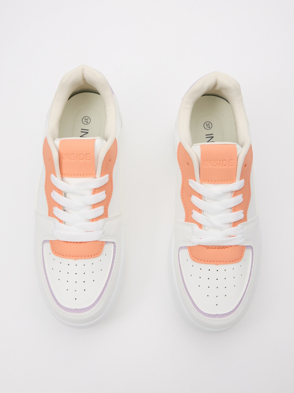 Casual colorful sneaker with platform white zenithal view