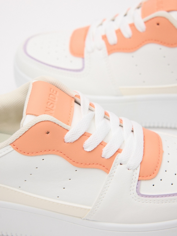 Casual colorful sneaker with platform white detail view