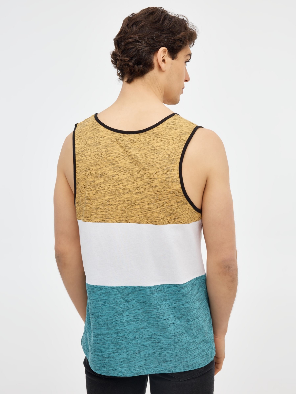 Color block tank top ochre middle back view