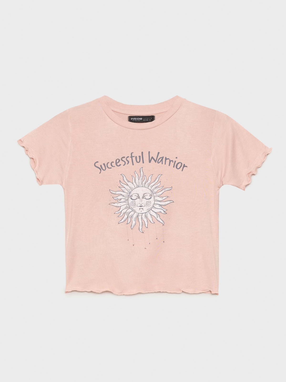  T-shirt crop sol curly rosa claro