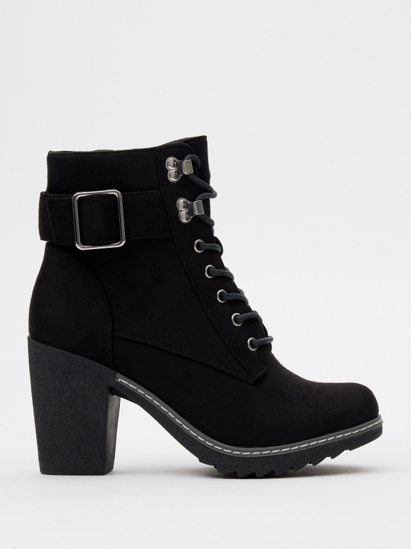 Ankle boots with heel and buckle black