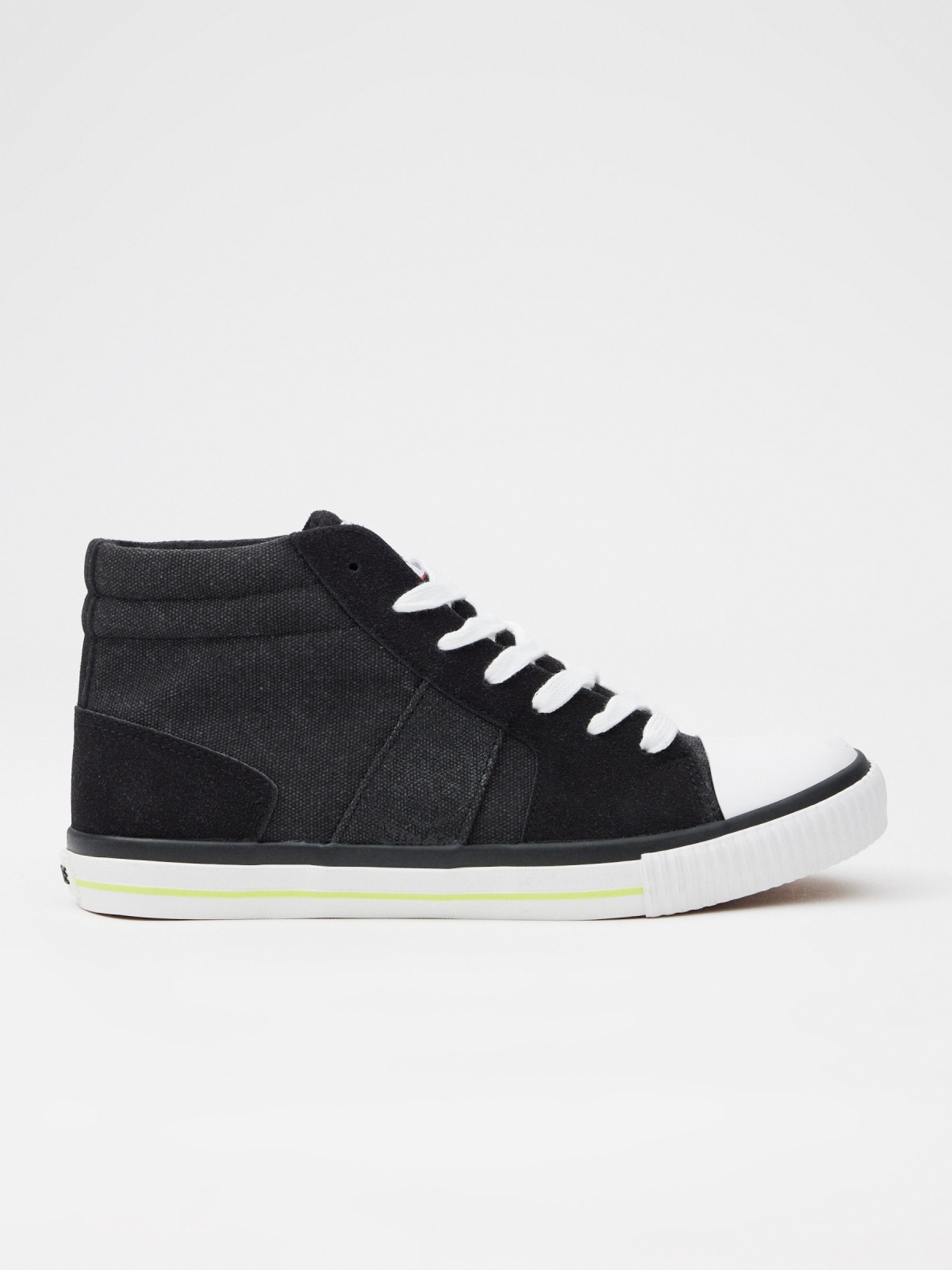 Combined canvas boot sneaker black
