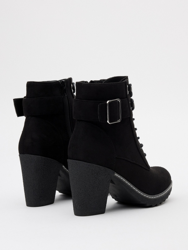 Ankle boots with heel and buckle black 45º back view