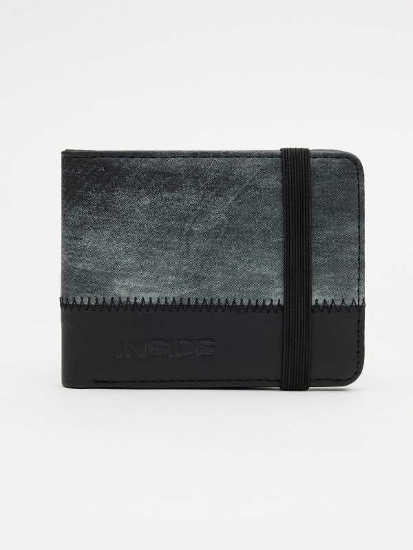 Leatherette wallet with rubber clasp black