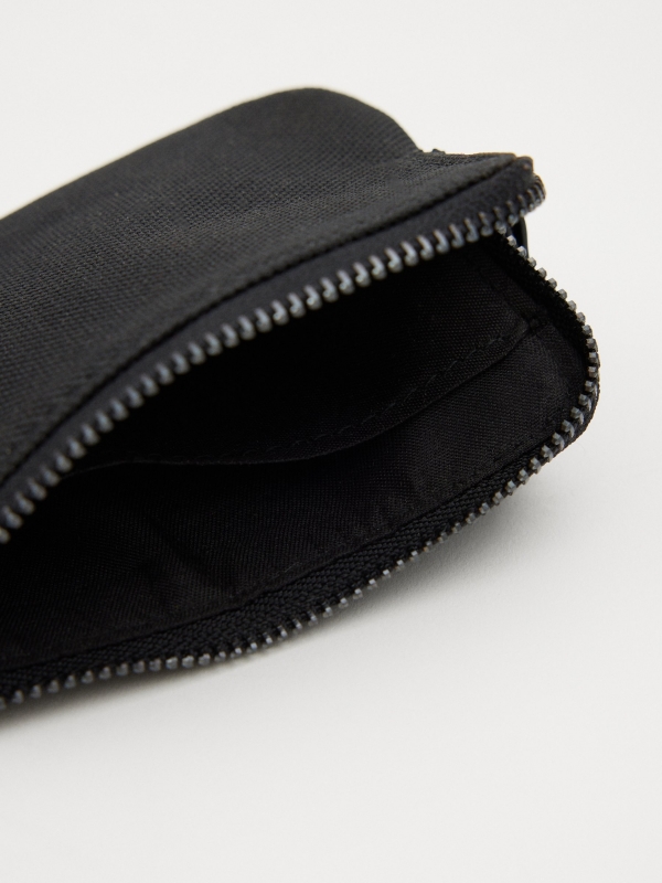 Coin purse with pocket black detail view