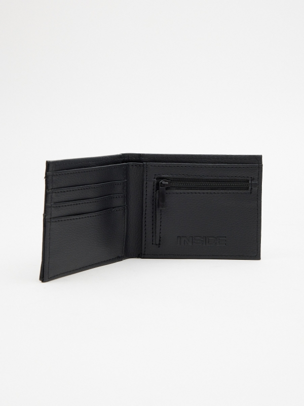 Wallet with button closure black 45º side view