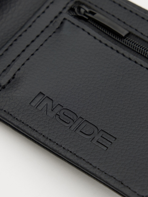 Wallet with button closure black detail view