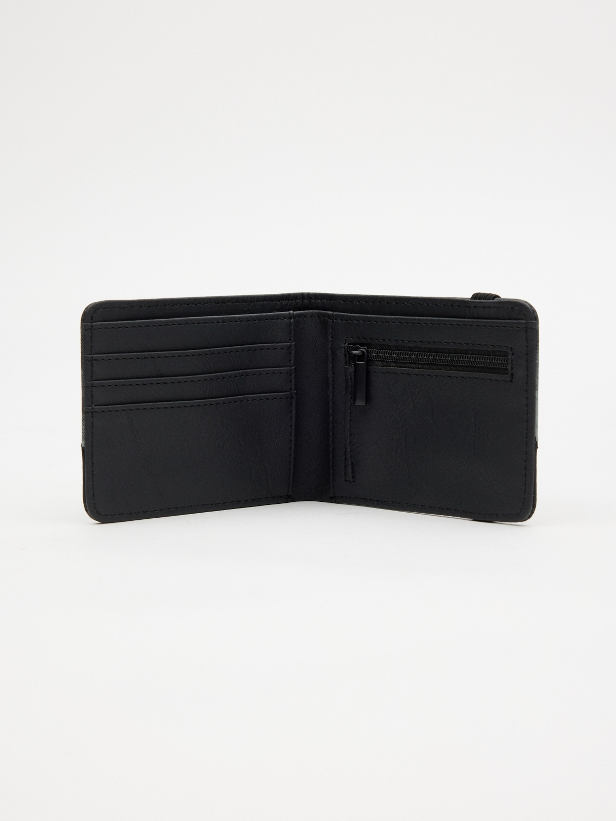 Leatherette wallet with rubber clasp black 45º side view