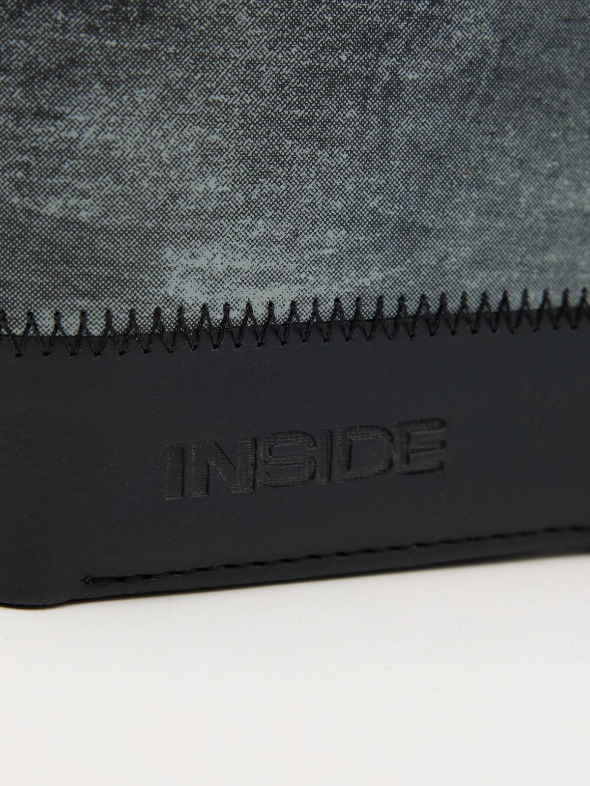 Leatherette wallet with rubber clasp black detail view