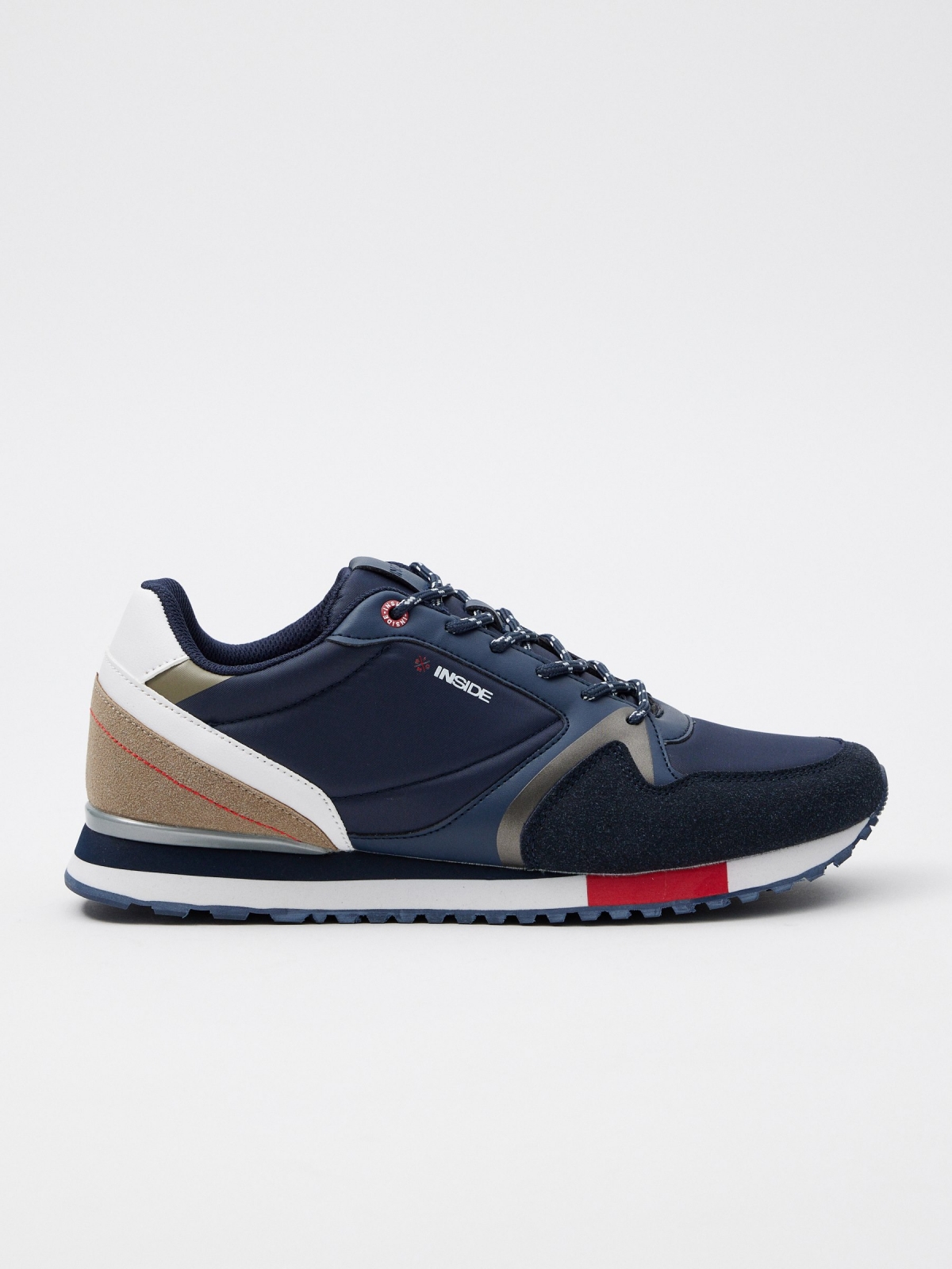 Combined nylon casual sneakers navy