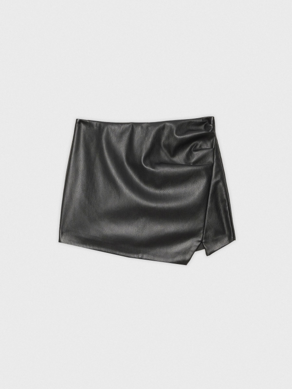  Skort leatherette with gathers black