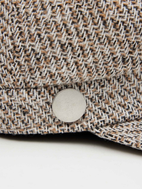 Jacquard beret cap beige detail view