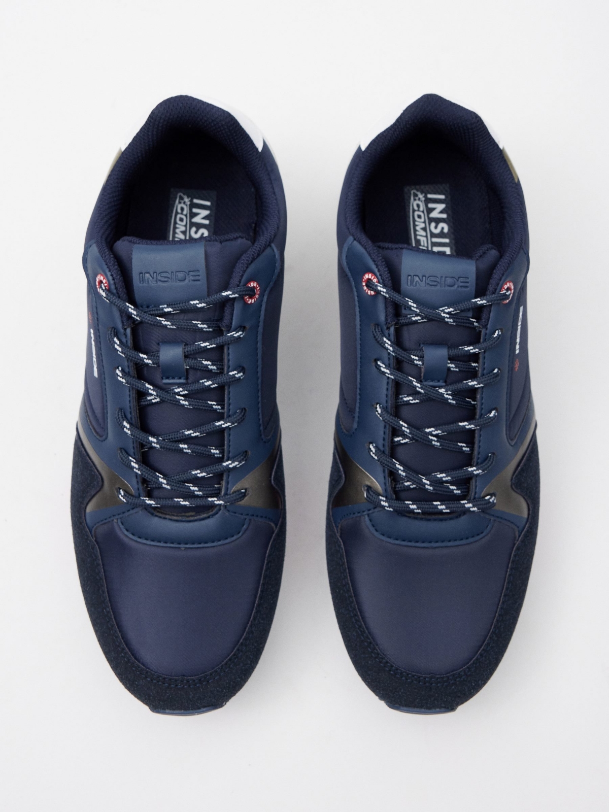 Combined nylon casual sneakers navy zenithal view