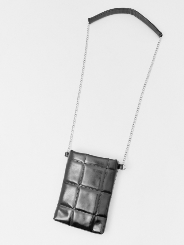 Quilted leatherette bag with quilted effect black 45º side view