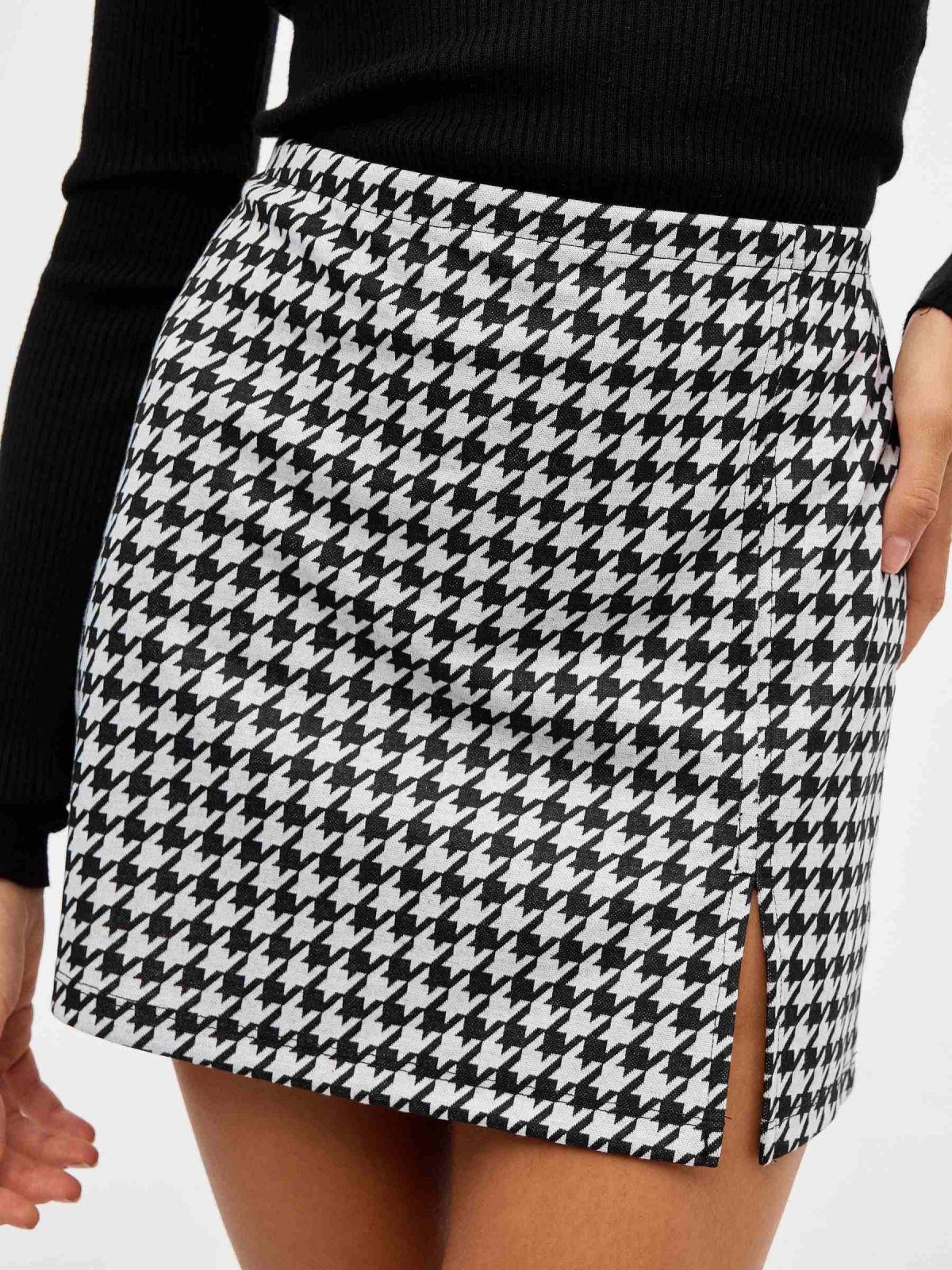 Mini jacquard skirt with slits black detail view