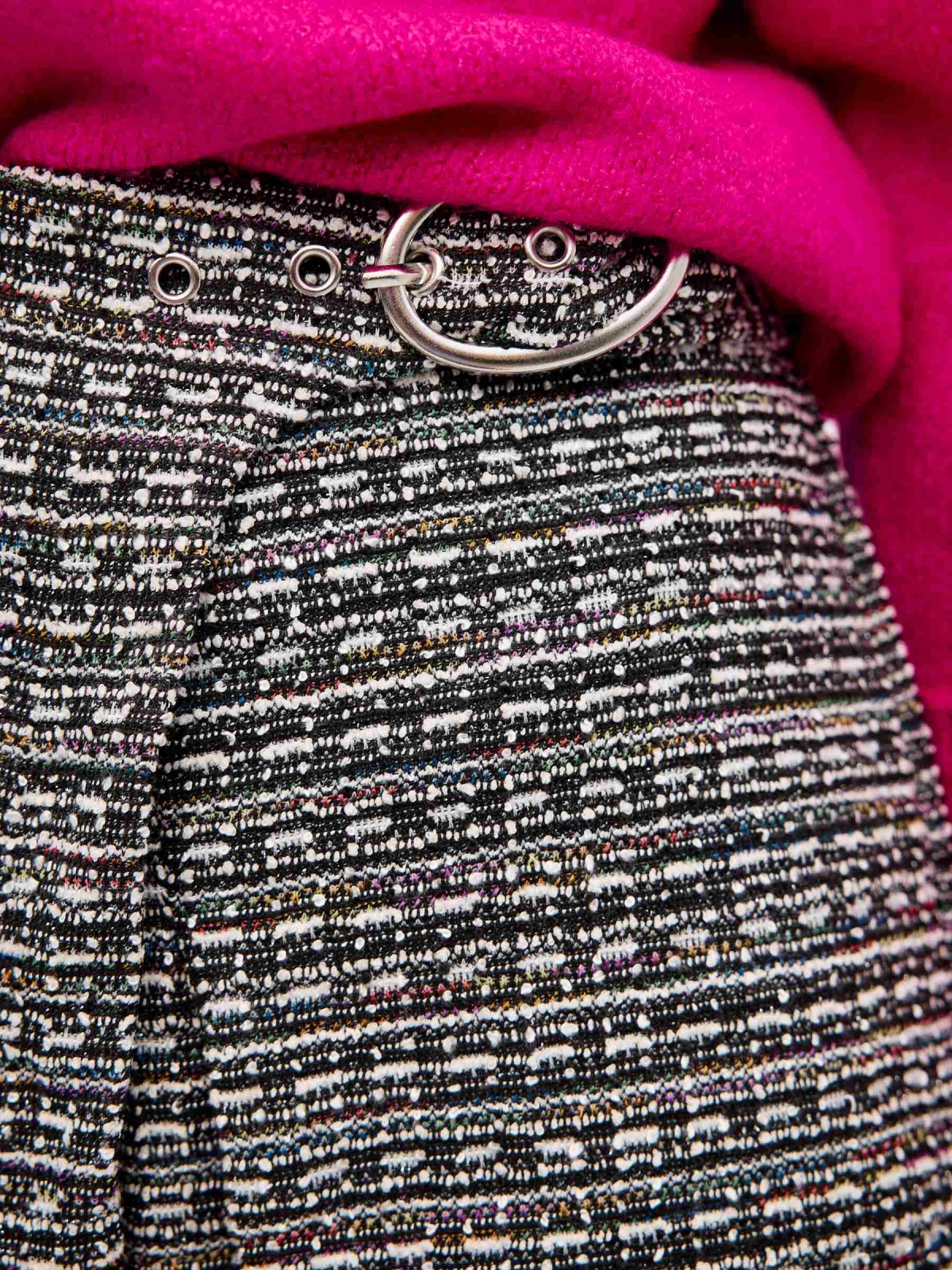 Skort de tweed con hebilla negro vista detalle