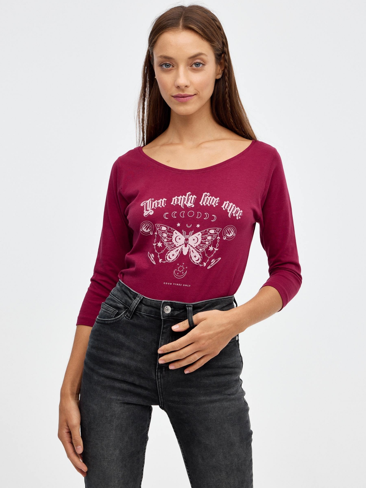 Camiseta slim print mariposa